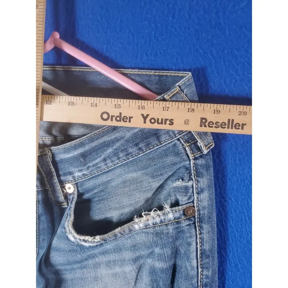 Vtg True Religion Jeans USA Men's 36 Straight Flap Pocket Big T Thick Stitch